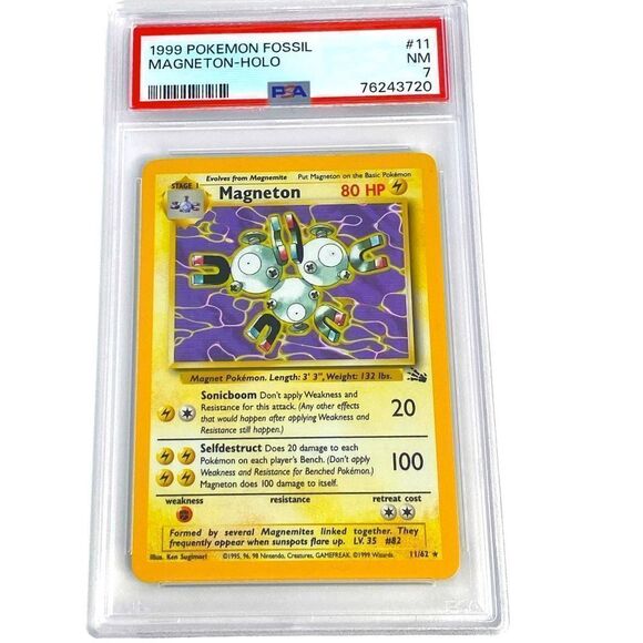 Pokémon 1999 Pokémon Fossil 11 Magneton Holo PSA 7 Near Mint Pokémon Card - Picture 1 of 4